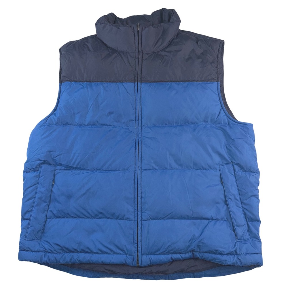 Eddie Bauer Mens Goose Down Puffer Vest Blue Colorblock Full Zip Large